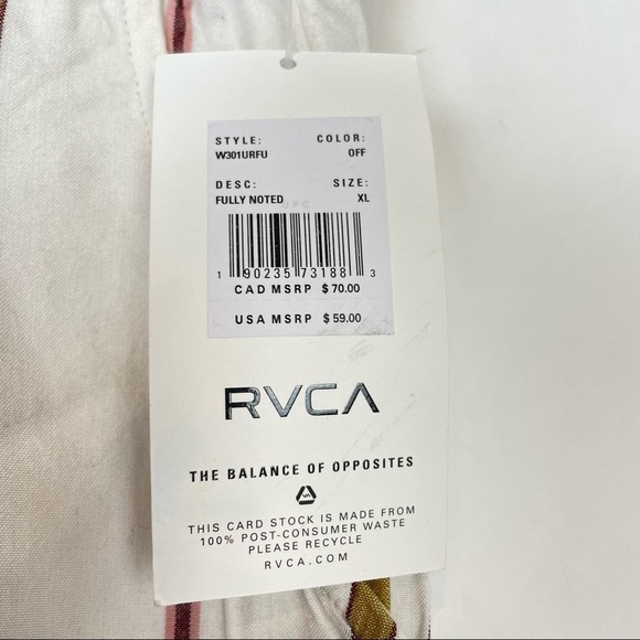 NEW RVCA SIZE XL White Fully Noted pants in stripe Wide Leg ankle length - Picture 7 of 10